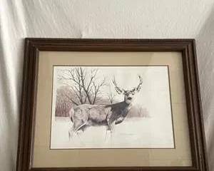 Framed Artwork featuring Majestic Deer by Nick Dahlquist 2/800