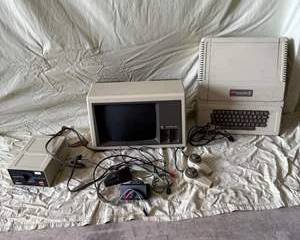 Vintage Apple II Computer System with Monitor II and Disk II Drive, Classic Joysticks Included