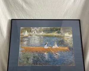 The Skiff by Pierre-Auguste Renoir - Impressionist Style Framed Painting of Two Women Rowing on a Lake