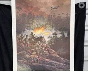 Limited Edition Vietnam War Soldiers Combat Scene Military Print Signed by Tom Dooley 753/950