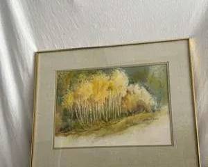 Framed Original Art by Fran E. Dunne, Featuring Birch Trees and Autumn Colors