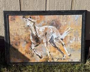 Abstract Running Horse Wall Art with Earth Tone Colors