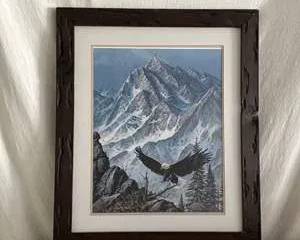 Mountain Landscape and Eagle Print by Tom D. Dooley