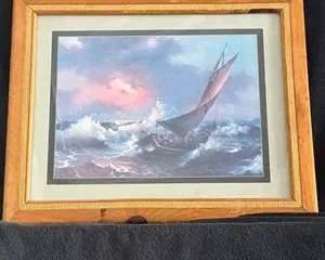 Stunning Seascape Nautical Artwork with Sailing Ship and Crashing Waves
