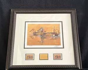 Ducks Unlimited Framed Limited Edition Print of Ducks with Matching Stamps 1110/2800