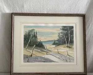Washington Island by L.E. Olson Sr. - Framed Watercolor Landscape