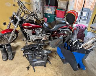 Motorcycle: boots, leather jackets, saddlebags, pipes 2013 f6b. Scuba gear