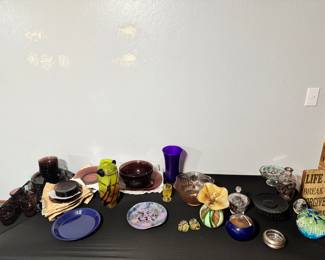 Colored glass. Purple place setting. More to come