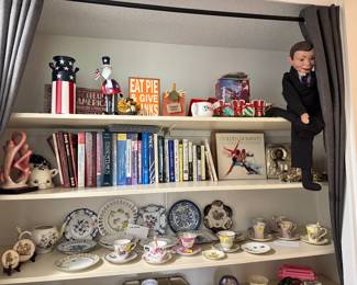 Books. Brand new sealed RN text books for RN program. (Still in use at college). Commemorative 1984 US Olympics, Xmas, and other holiday items (through house) statue made in Kenya. Several tea cups and plate ware. 