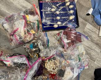 Costume jewelry. Some date back to the 30’s. Have 3 more tubs that will be out and organized