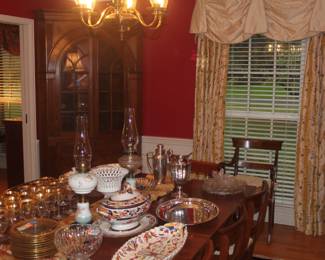 Antique solid cherry dining table expandable to banquet size