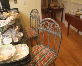 Pair metal bar stools