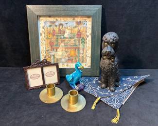 Poodle Figurine, Brass Candle Holders And More