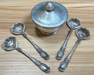 Sterling Salt Cellar And Spoons