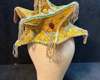 Native American Beaded Hat Or Whimsy Cushion