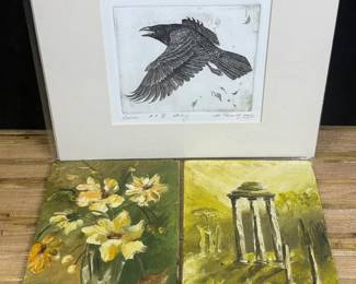 Ravon Etching Two Miniature Paintings