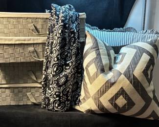 Storage Baskets, Drapery Panels And Decorative Pillows