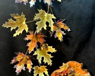 Dreutt Signed 1983 Brass Copper Maple Leaf Art  Imperial Masterpiece Dish