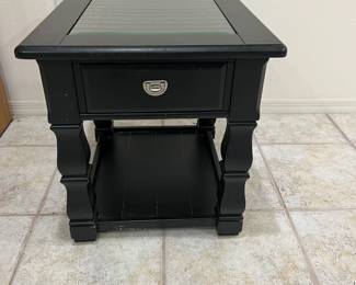 End Table with Glass Top 48” across x 26” high