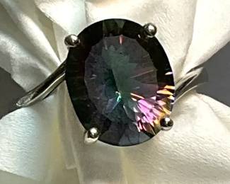 Sterling and Tourmaline Solitaire Ring