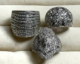 Three EyeCatching Sterling Rings