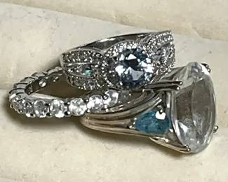 Trio Of Rings With Blue Accent