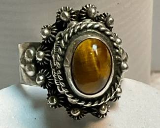 Cats Eye Sterling Poison Ring Mexico