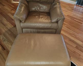 Leather chair and ottoman