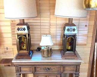 Thomasville brass Lion head marble top credenza 