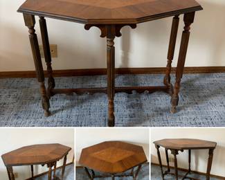Antique accent table with beautiful wood inlay
