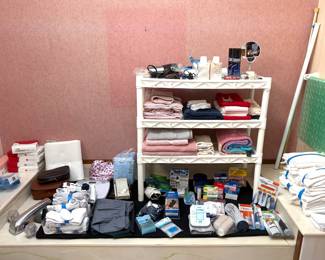 Toiletries, towels, other bathroom necessities