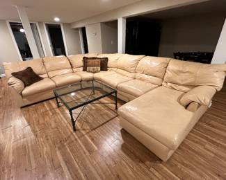 MCM Vintage Italian leather sectional - sink right in comfort!!