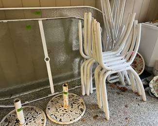 Woodard Umbrella stands and Suncoast Tables