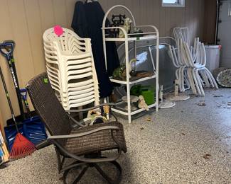 Outdoor chairs, Umbrellas and Shovels