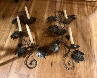 Wrought Iron Candle Holders for Wall Grape Leaves