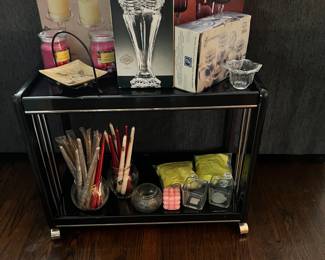 Bar cart - on wheels + Candles and Candle Holders