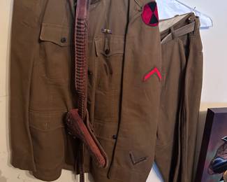 Vintage World War I military jacket pants hat and arm sleeves 
