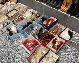 Large assortment of designer shoes