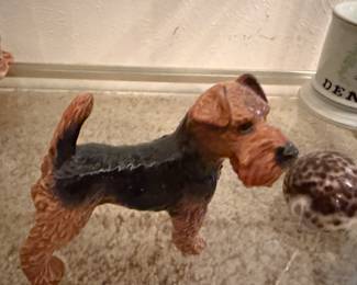Vintage Goebel Airedale Terrier Dog Figurine Porcelain Glazed Germany 4.5"