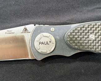Lone Wolf Paul Protector 3.5" Plain Edge Blade 3-D Carbon Fiber Handle