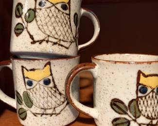 Vintage 1970's Otagiri Japan Owl Stoneware mugs