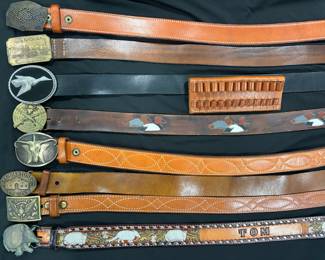 Several Vintage Western Belts and Belt buckles (most sold separately)