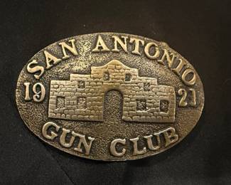 Brass 1921 San Antonio Gun Club belt buckle made by R. Stillwell