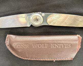 LONE WOLF KNIVES PAUL POCKET FOLDER KNIFE MOP PEARL HANDLE LIMITED EDITION RARE