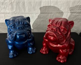 Resin Bull Dogs, each are 16” tall 