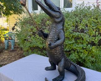 Bronze Alligator with Cigar and Golf Club