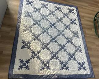 Handmade Blue And White Quilt For Repair