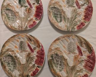 Majolica Asparagus & Artichoke Plates