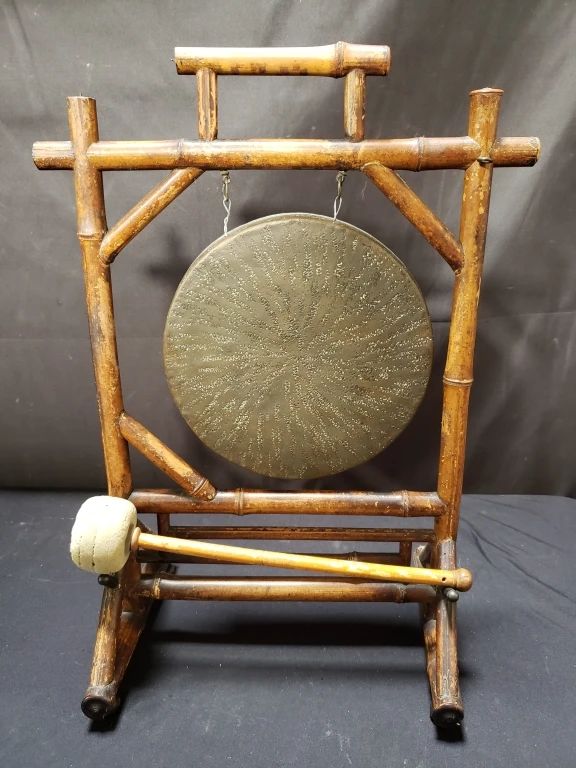 Vintage bamboo and brass gong