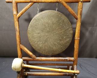 Vintage bamboo and brass gong